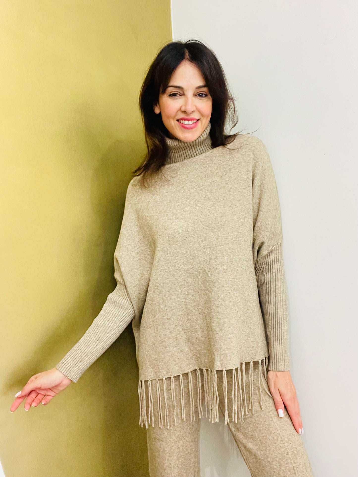 MAGLIA DOLCEVITA CON FRANGE