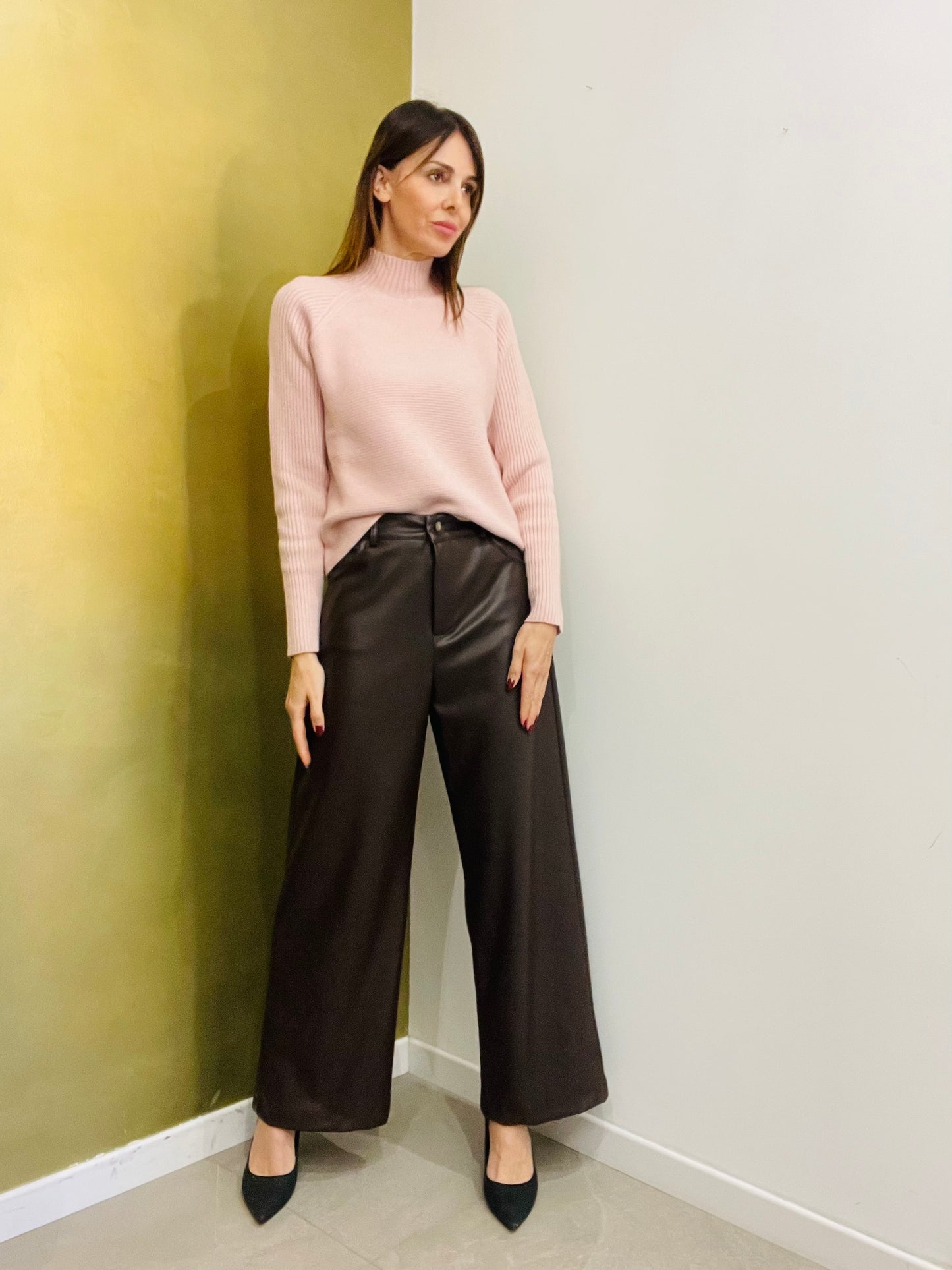 PANTALONE PALAZZO ECOPELLE