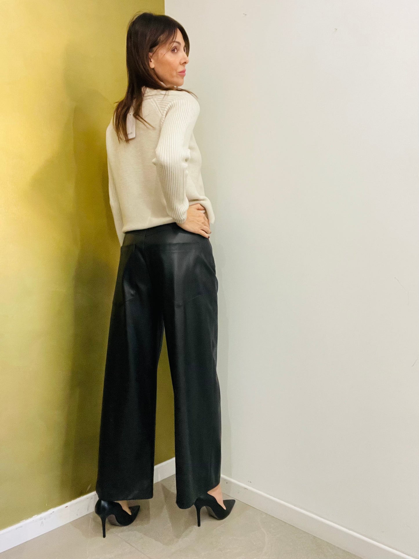 PANTALONE PALAZZO ECOPELLE