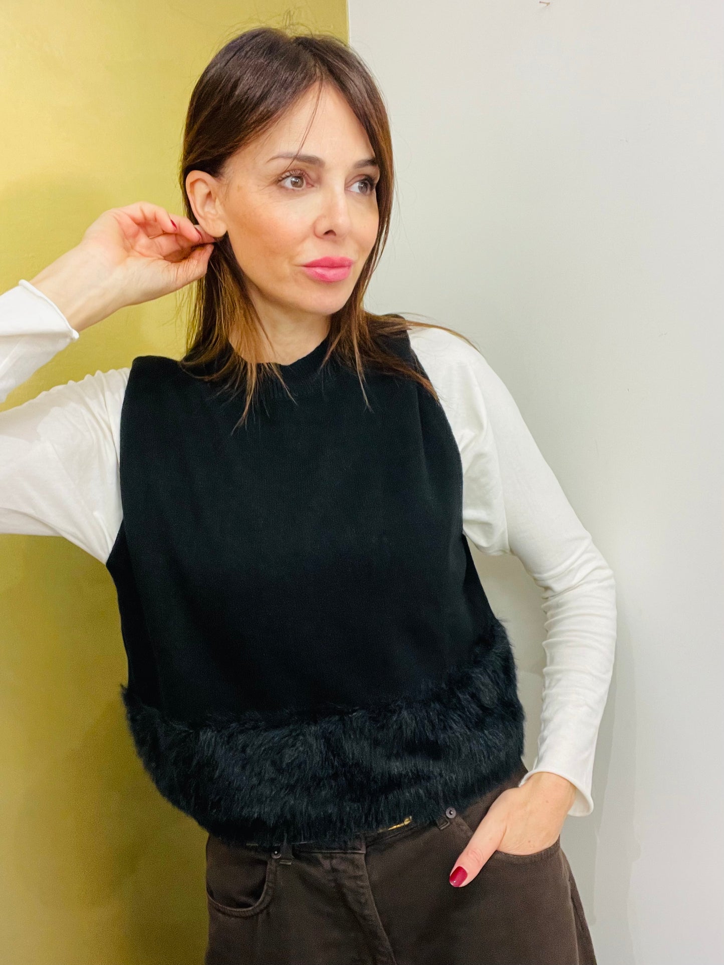 GILET CROP PELLICCIA