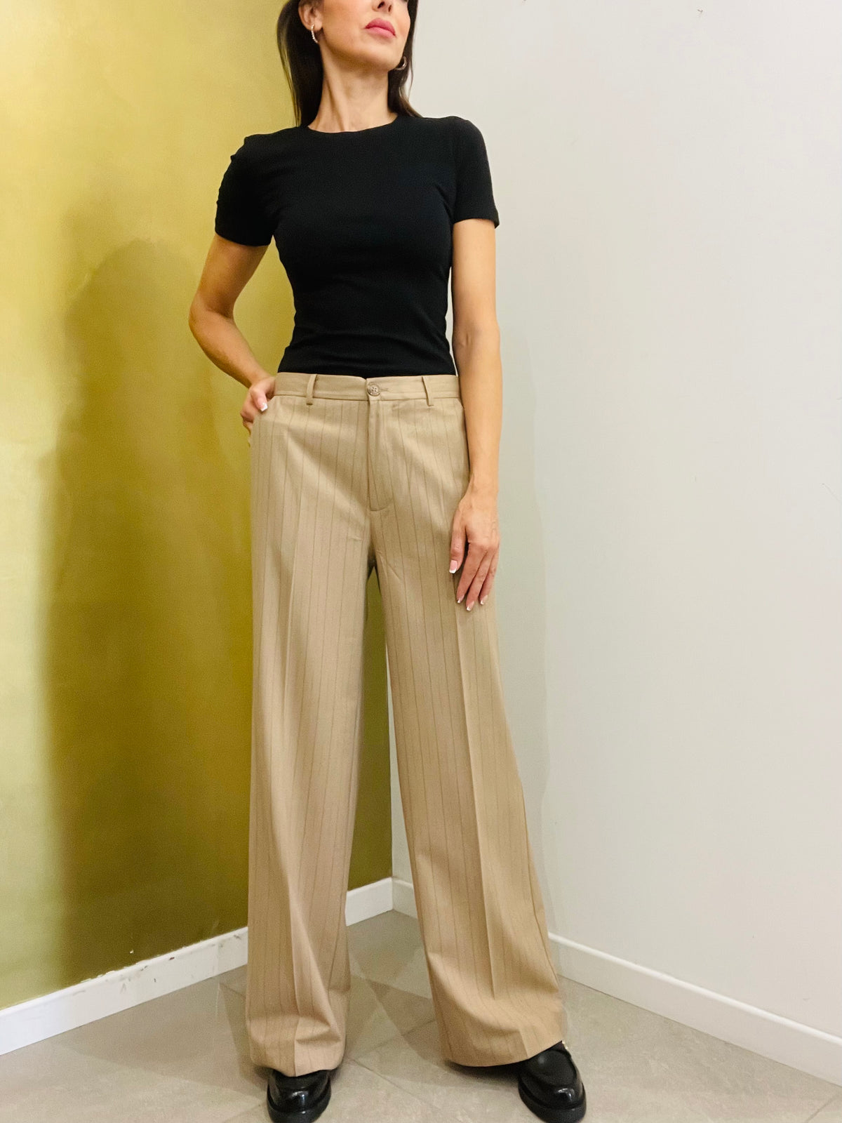 PANTALONE DRITTO GESSATO
