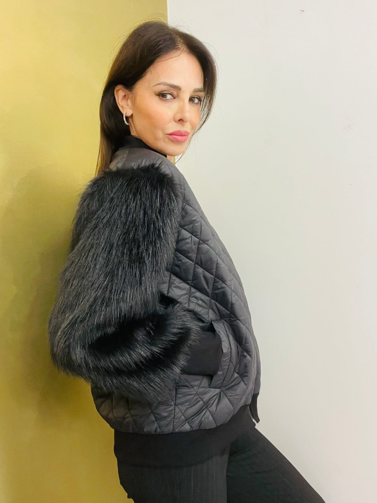 BOMBER TRAPUNTATO ECO PELLICCIA