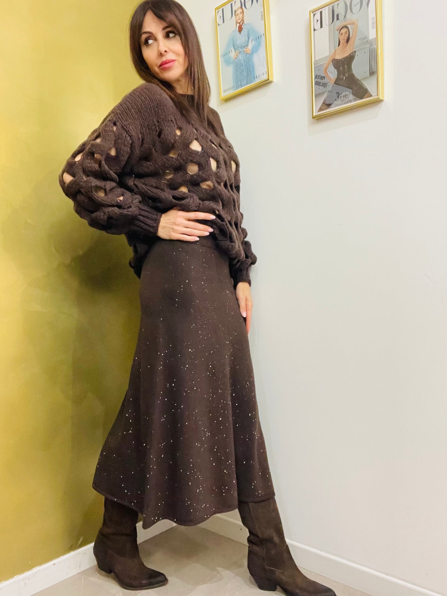 GONNA SVASATA IN MAGLIA MICROPAILLETTES