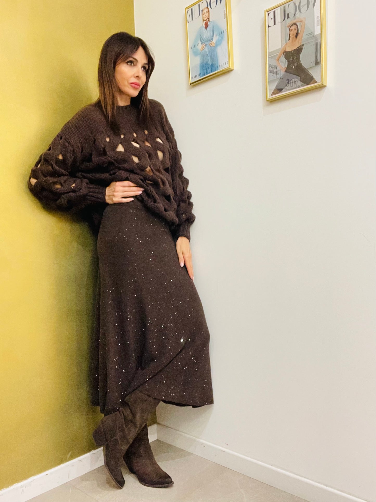 GONNA SVASATA IN MAGLIA MICROPAILLETTES