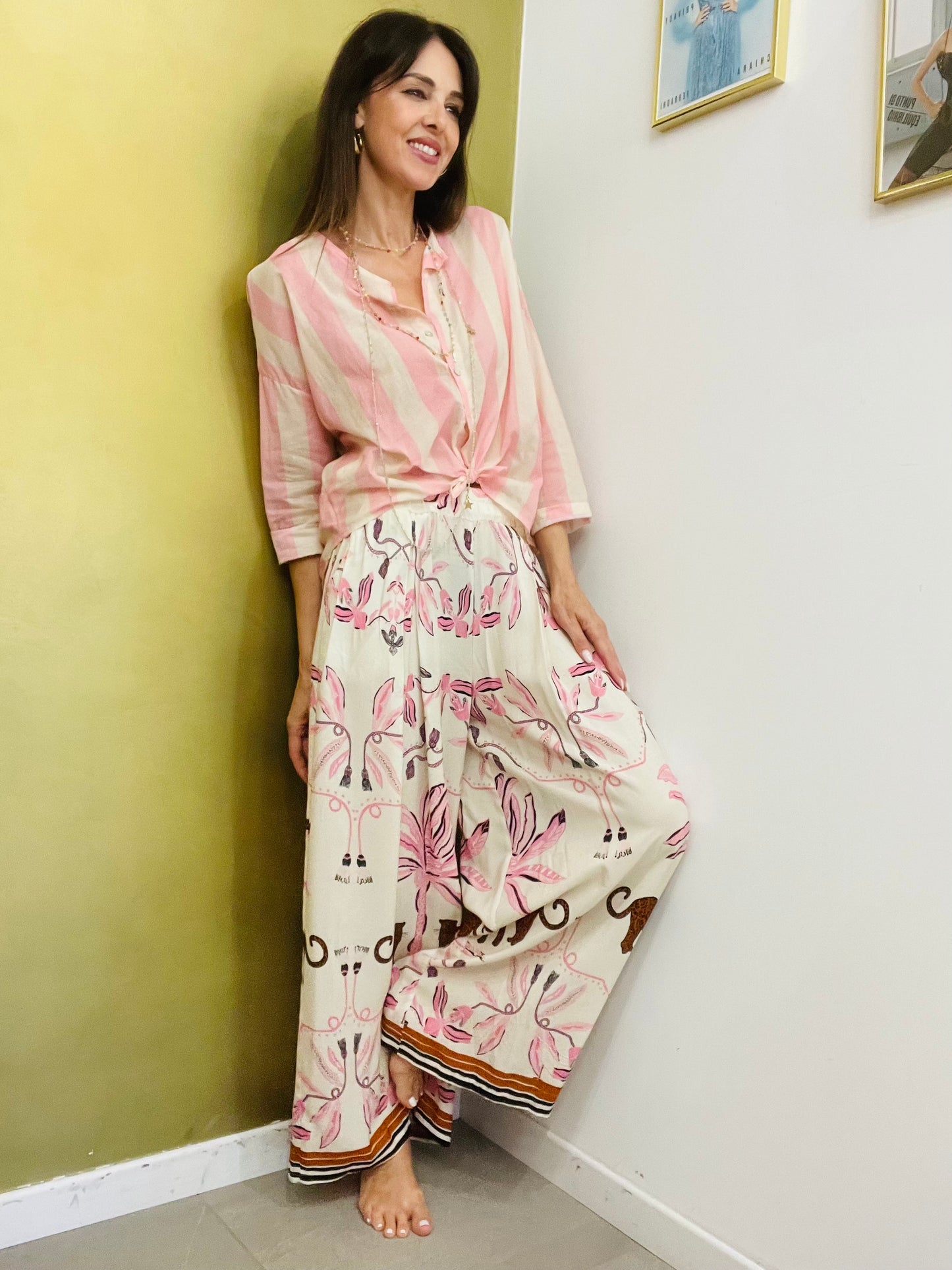 PANTALONE PALAZZO LEOPARDO E PALMA