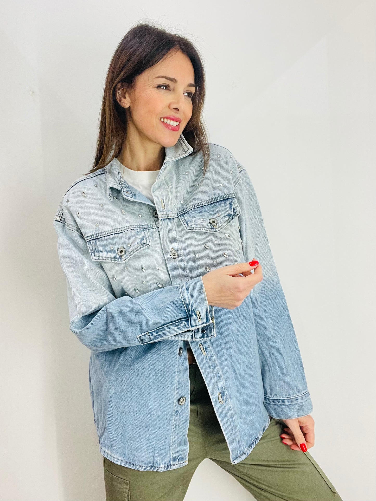 CAMICIA JEANS CON STRASS