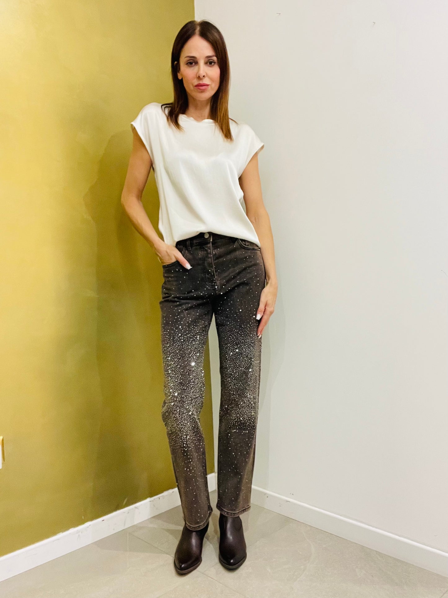 JEANS REGULAR STRASS