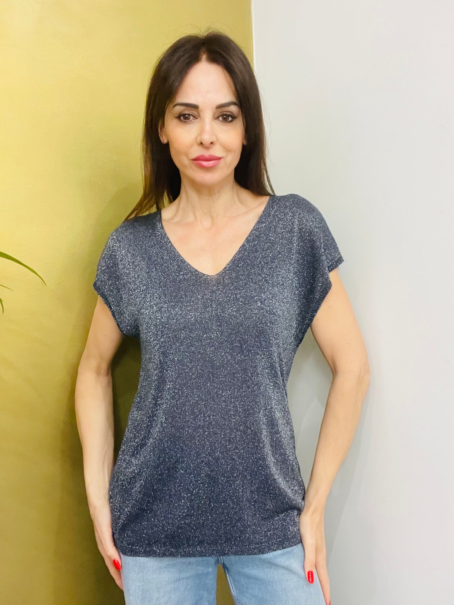 MAGLIA SCOLLO A V LUREX