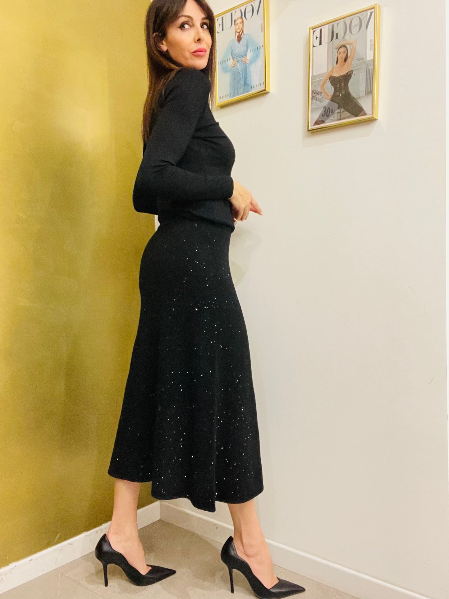 GONNA SVASATA IN MAGLIA MICROPAILLETTES