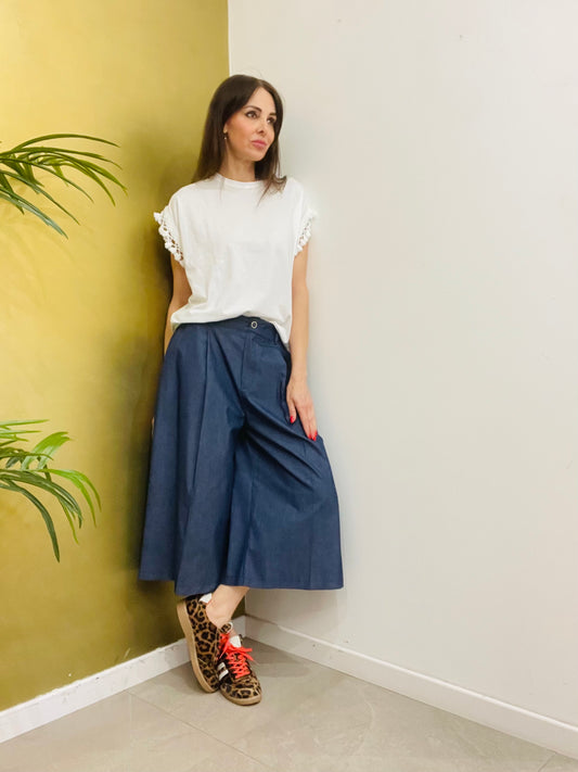 BERMUDA CULOTTE  IN CHAMBRAY