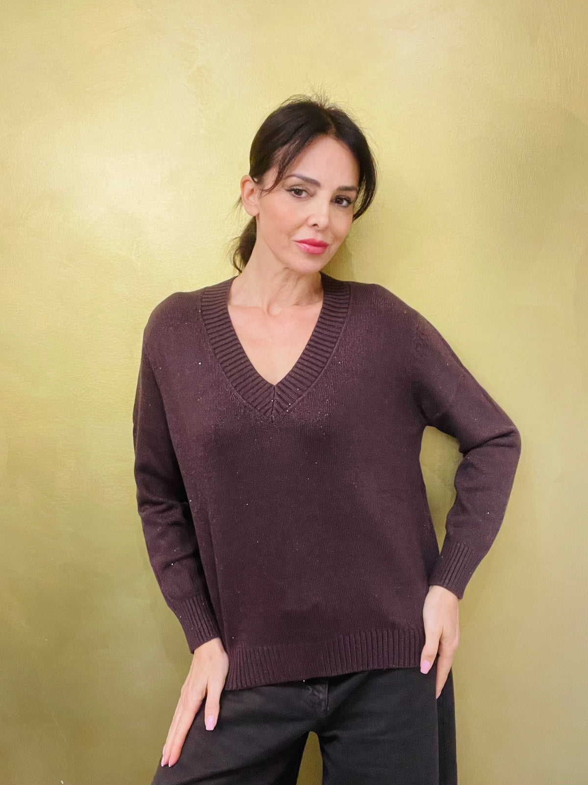 MAGLIA A V MICROPAILLETTES