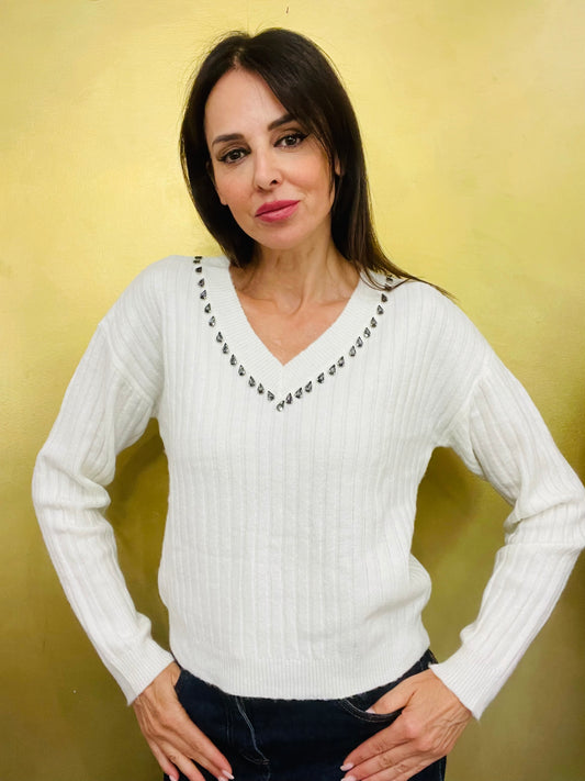 MAGLIA A COSTINE CON STRASS