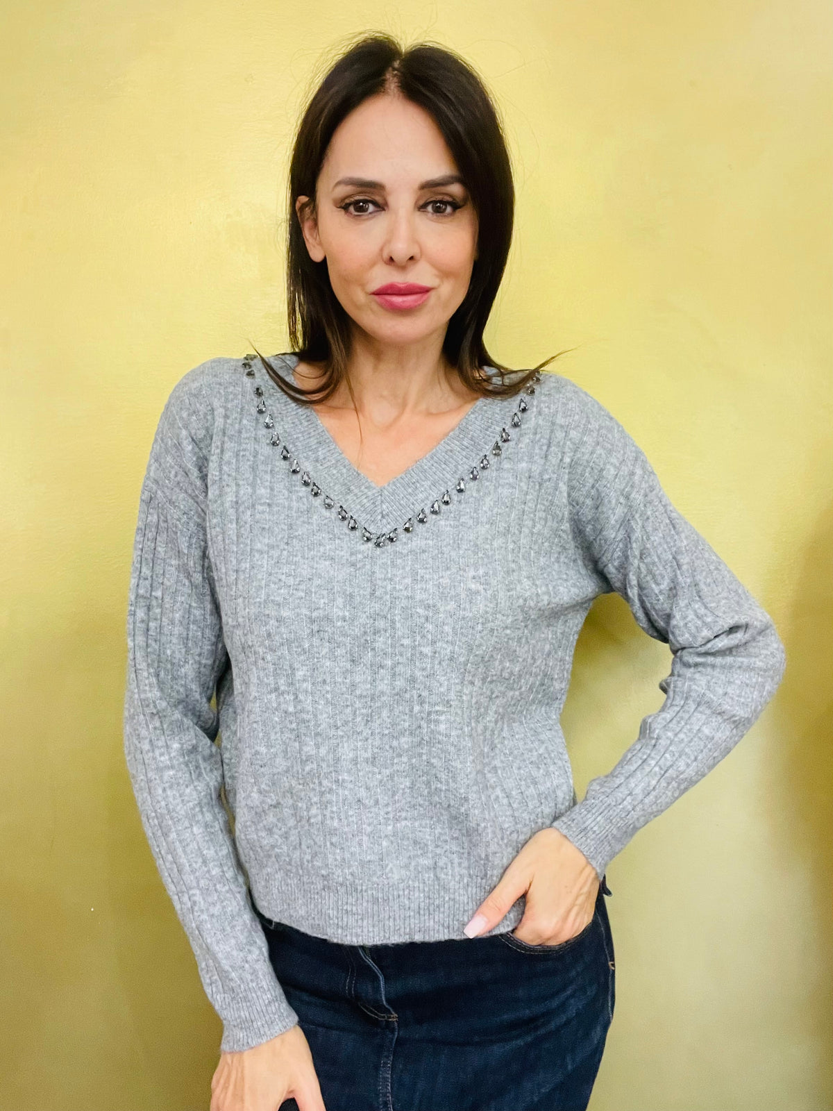 MAGLIA A COSTINE CON STRASS