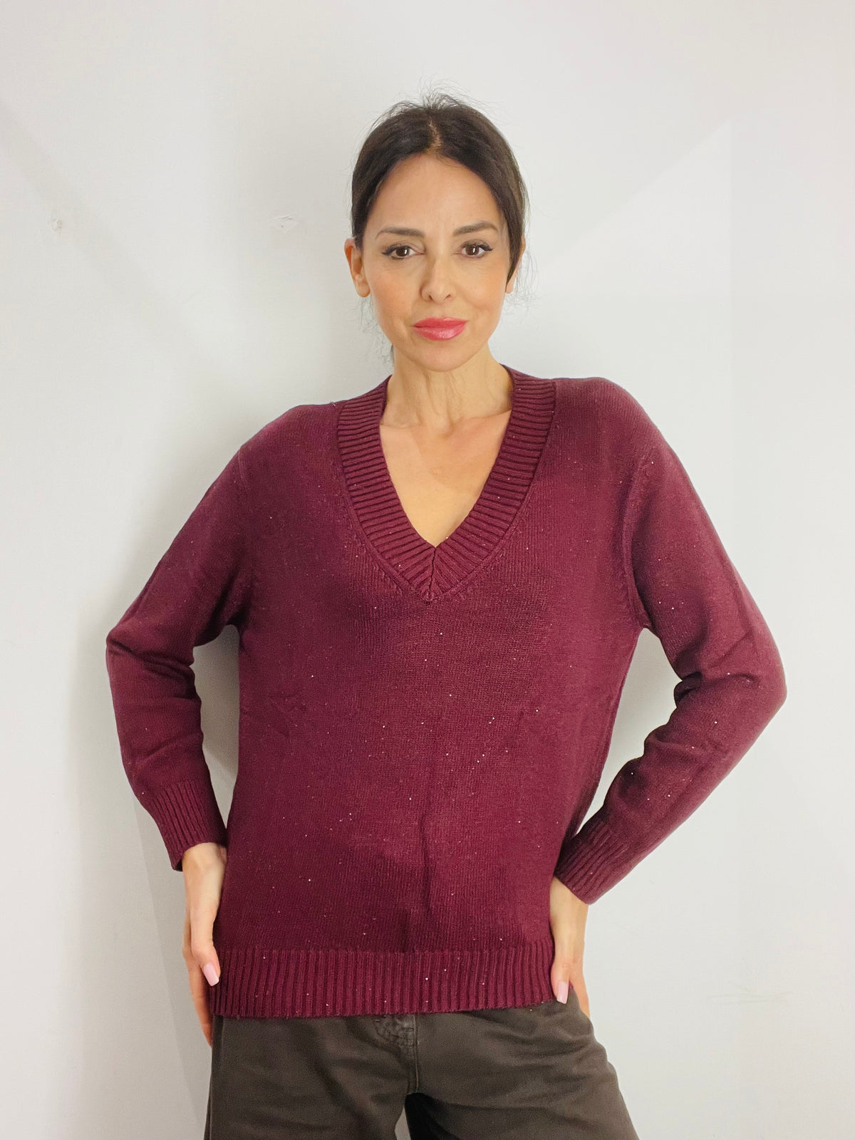 MAGLIA A V MICROPAILLETTES