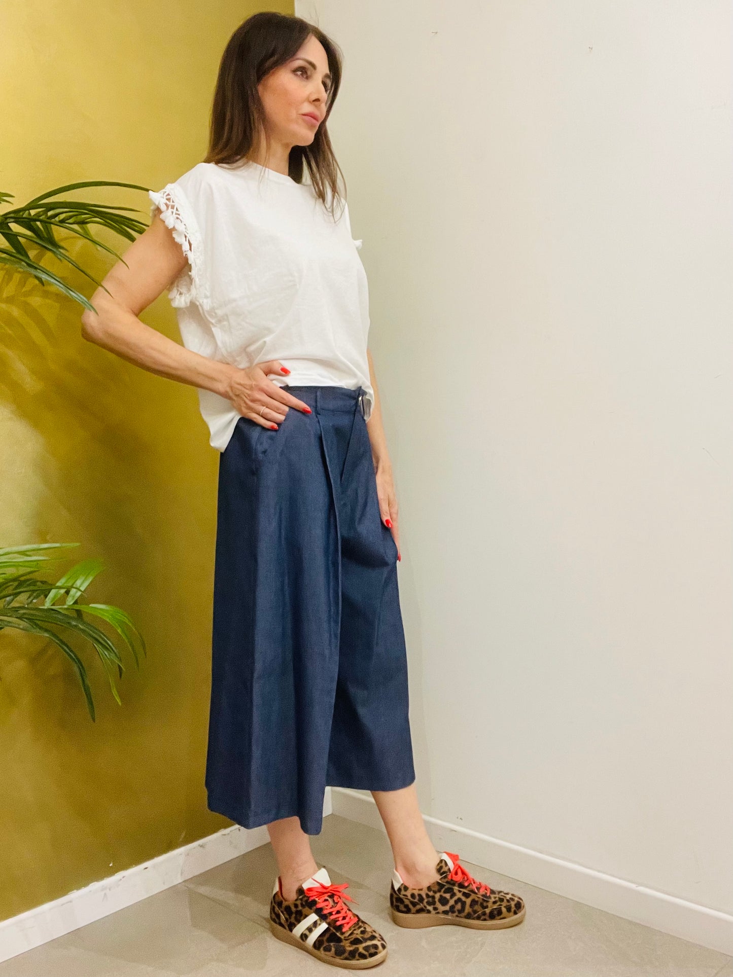 BERMUDA CULOTTE  IN CHAMBRAY