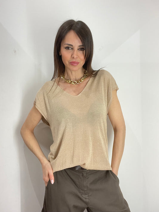 MAGLIA SCOLLO A V LUREX