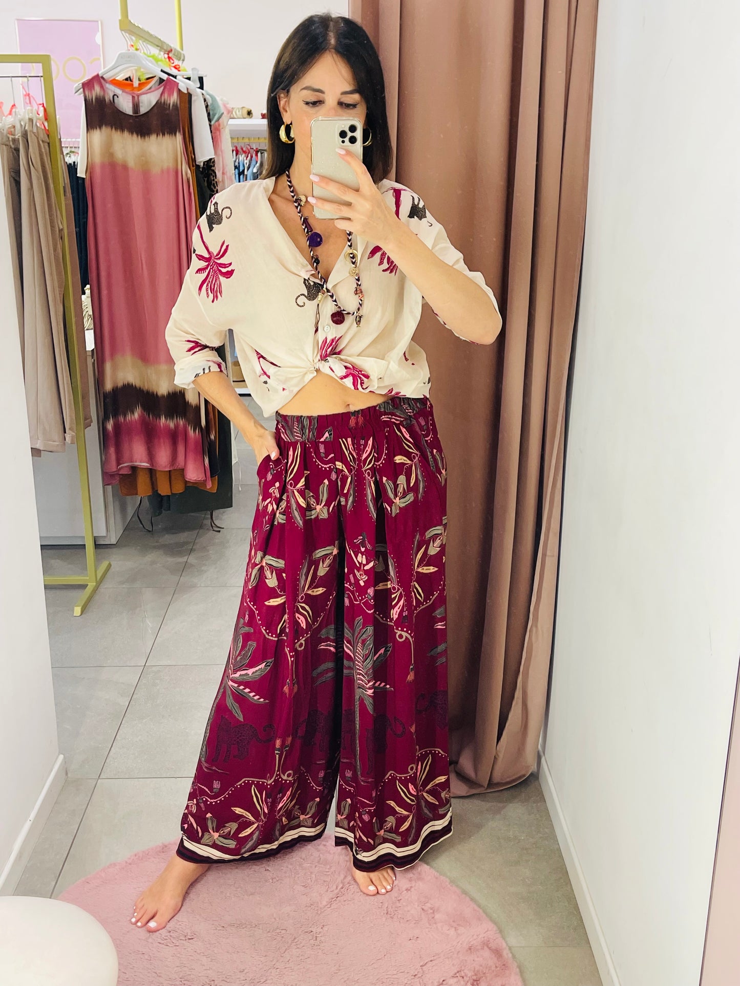 PANTALONE PALAZZO LEOPARDO E PALMA