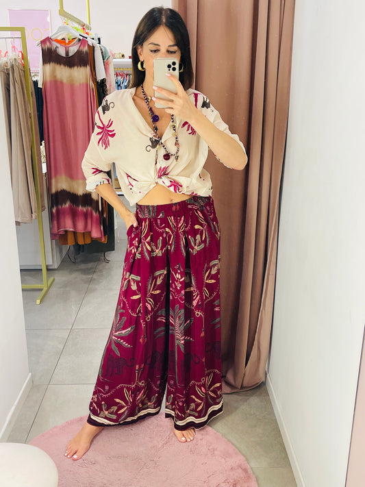PANTALONE PALAZZO LEOPARDO E PALMA