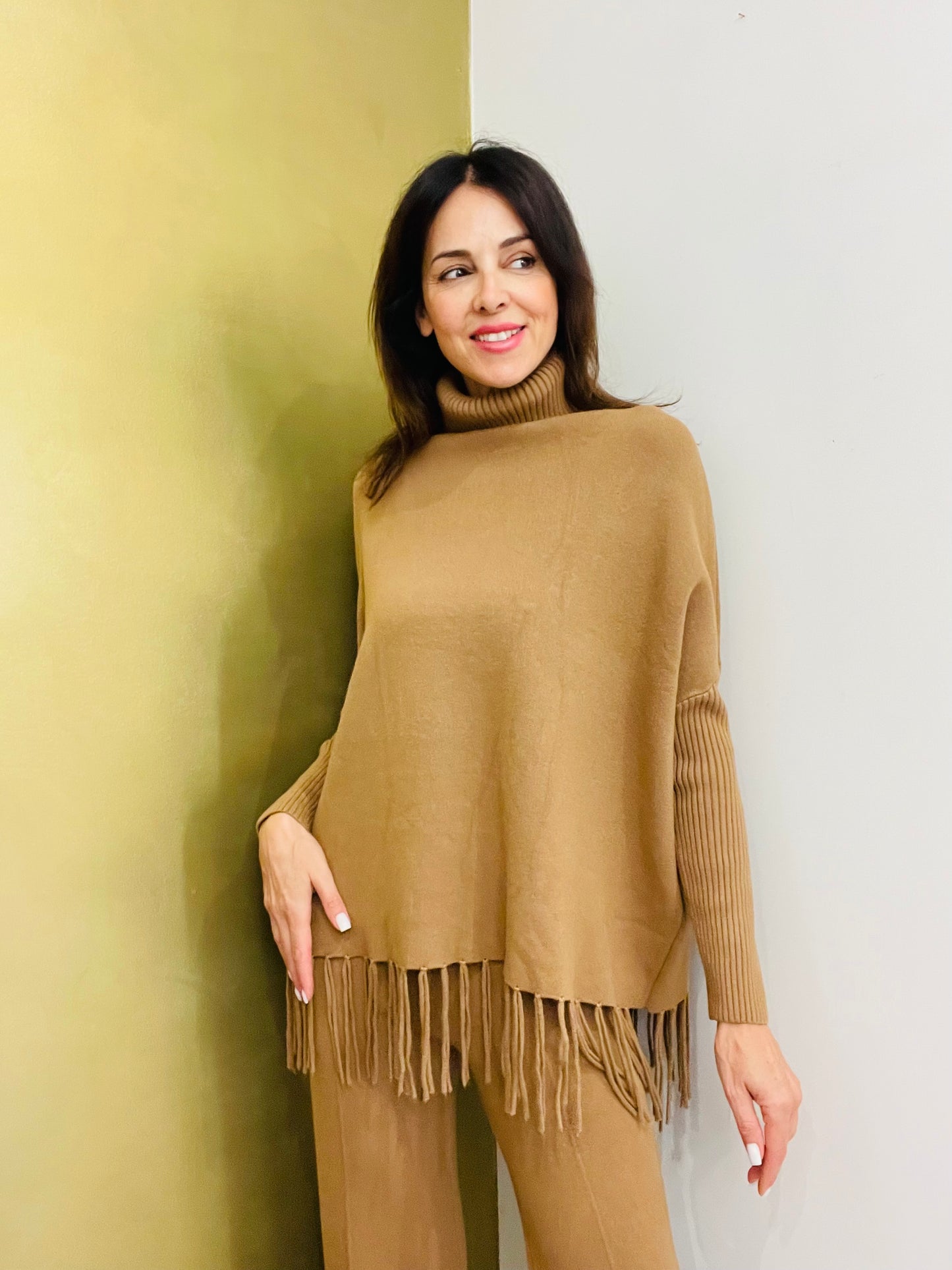 MAGLIA DOLCEVITA CON FRANGE