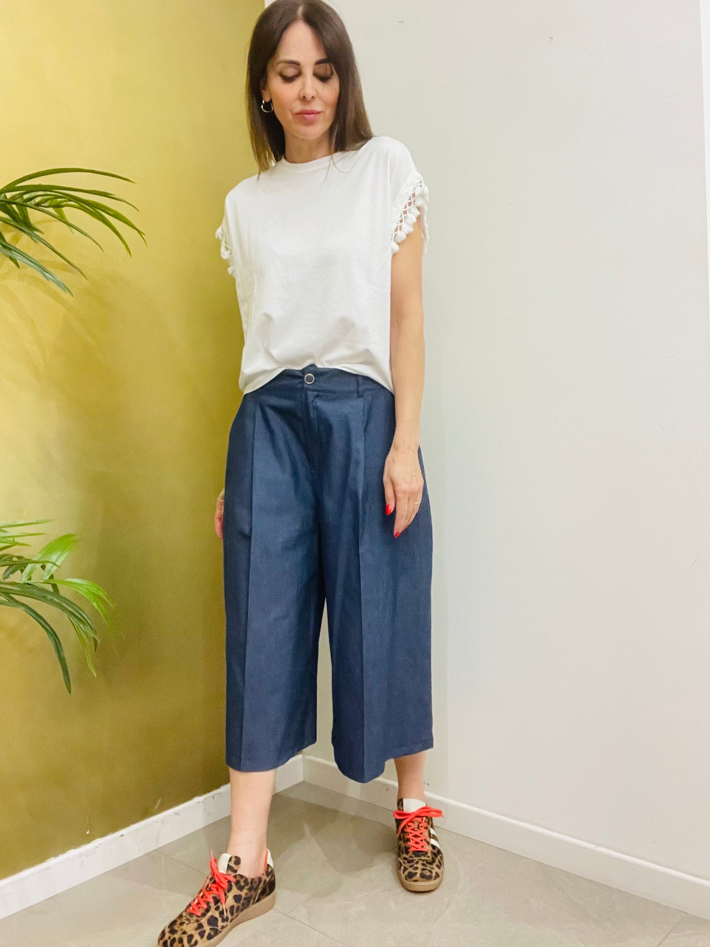 BERMUDA CULOTTE  IN CHAMBRAY