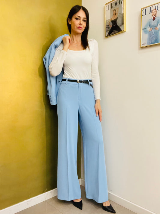 PANTALONE PALAZZO AZZURRO POLVERE