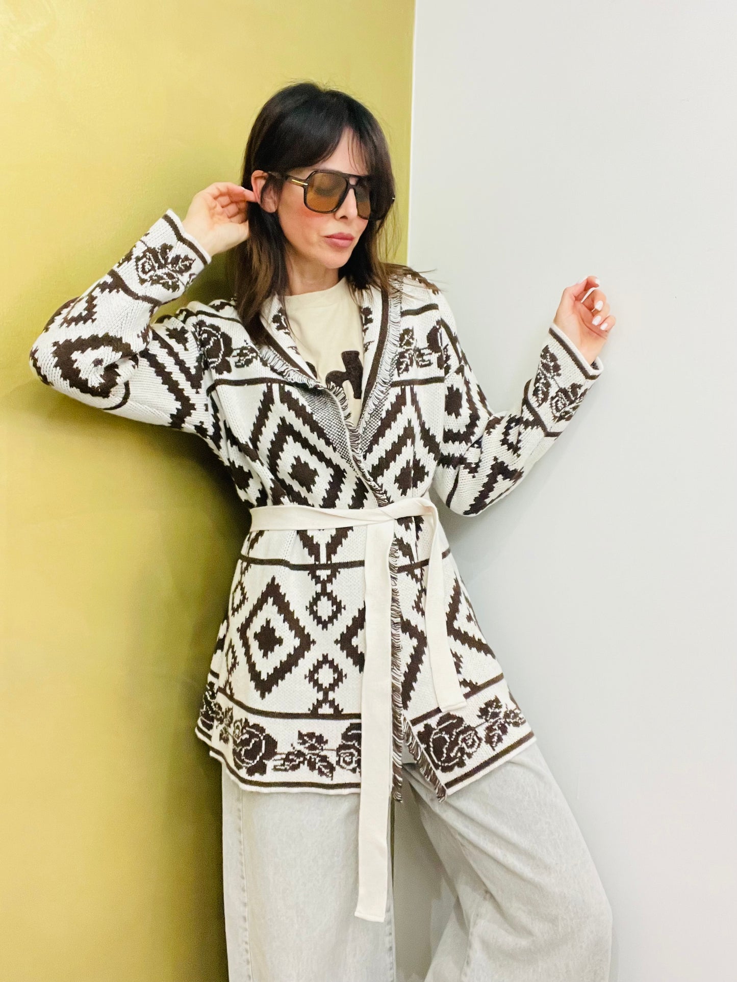 CARDIGAN LUNGO CON FRANGE