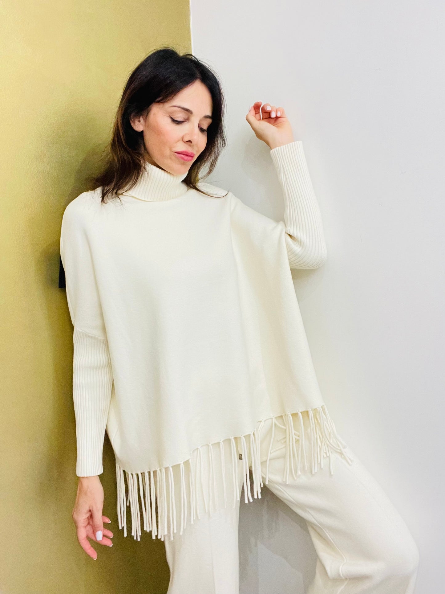 MAGLIA DOLCEVITA CON FRANGE