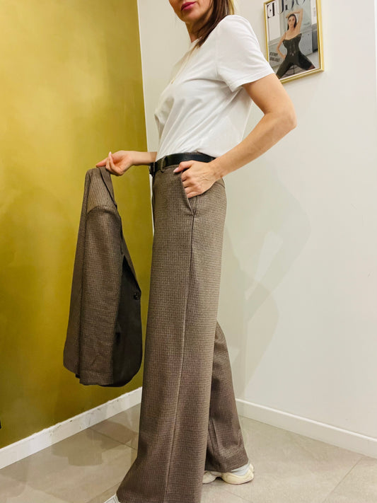 PANTALONE PALAZZO FANTASIA PIED DE POULE