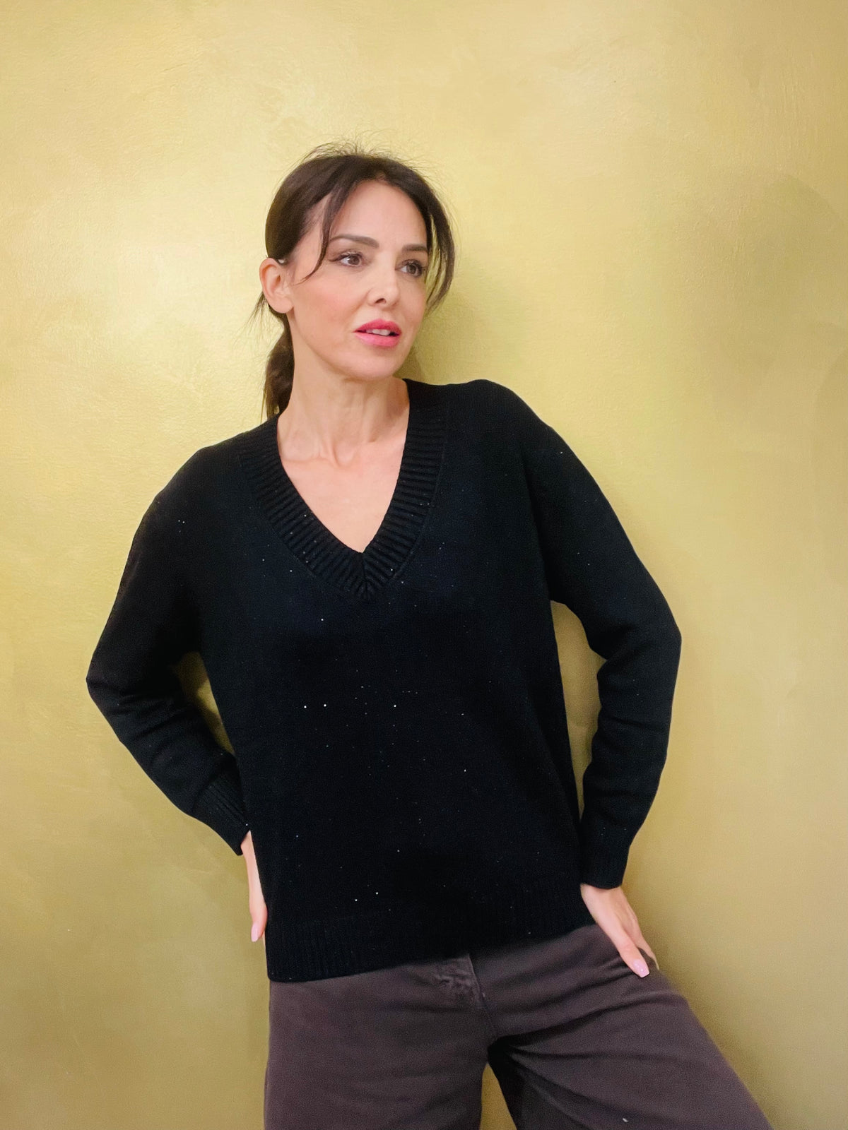 MAGLIA A V MICROPAILLETTES