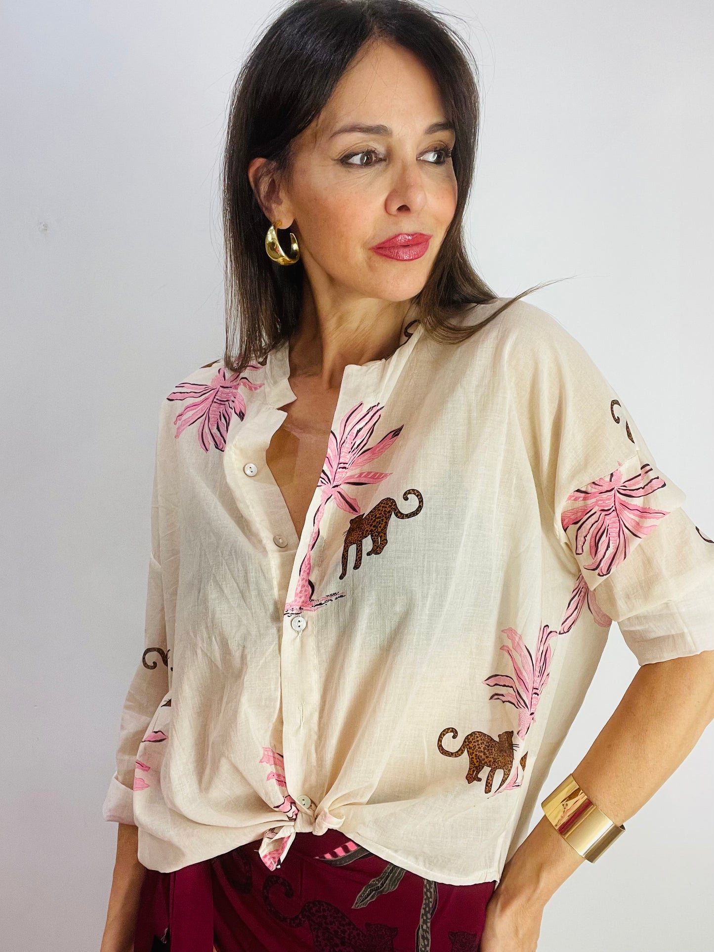CAMICIA LEOPARDO E PALME