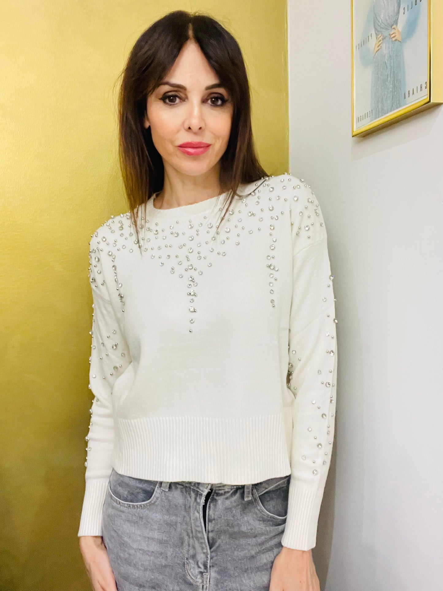 MAGLIA GIROCOLLO CON STRASS