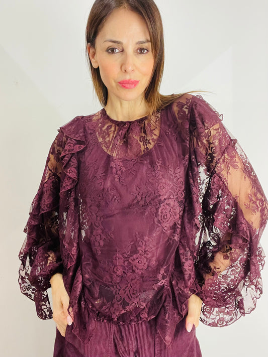 BLUSA PIZZO VOLANT