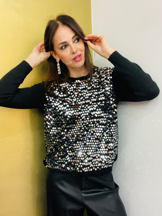 MAGLIA GIROCOLLO PAILLETTES