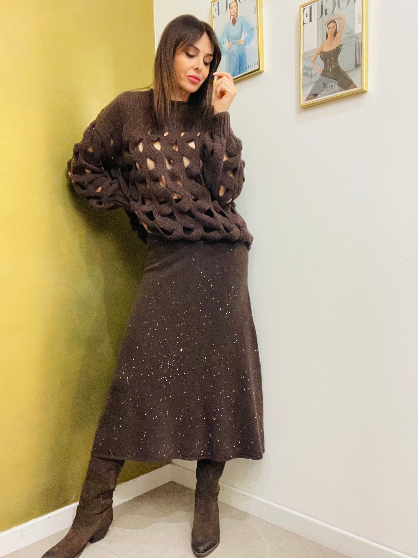 GONNA SVASATA IN MAGLIA MICROPAILLETTES