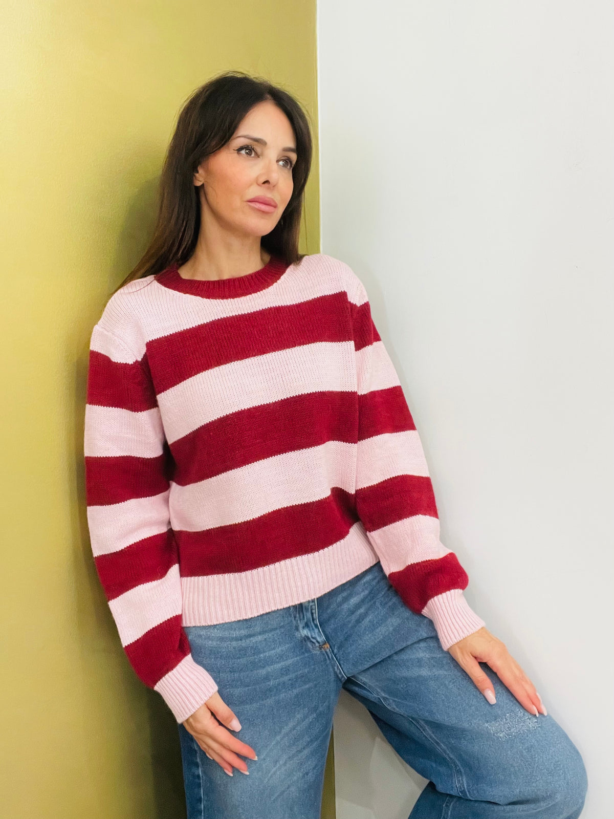 MAGLIA GIROCOLLO RIGATA