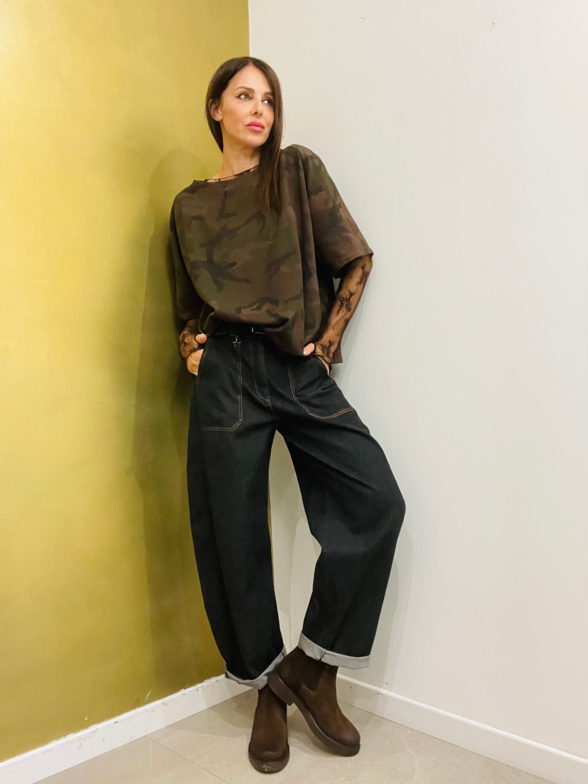 T-SHIRT MILITARE FELPATA