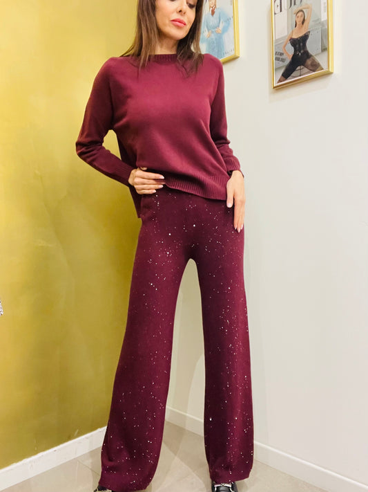 PANTALONE IN MAGLIA MICROPAILLETTES