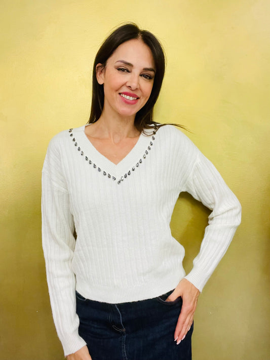 MAGLIA A COSTINE CON STRASS