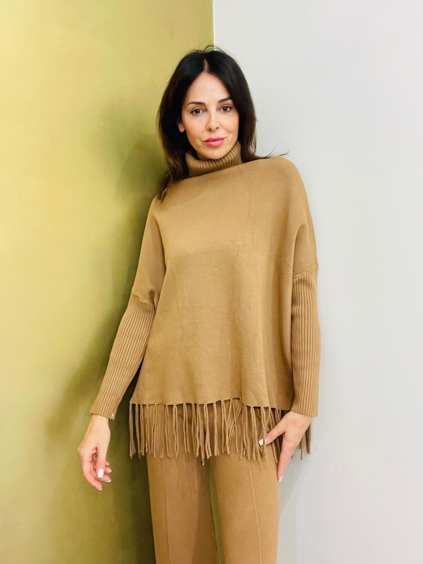 MAGLIA DOLCEVITA CON FRANGE