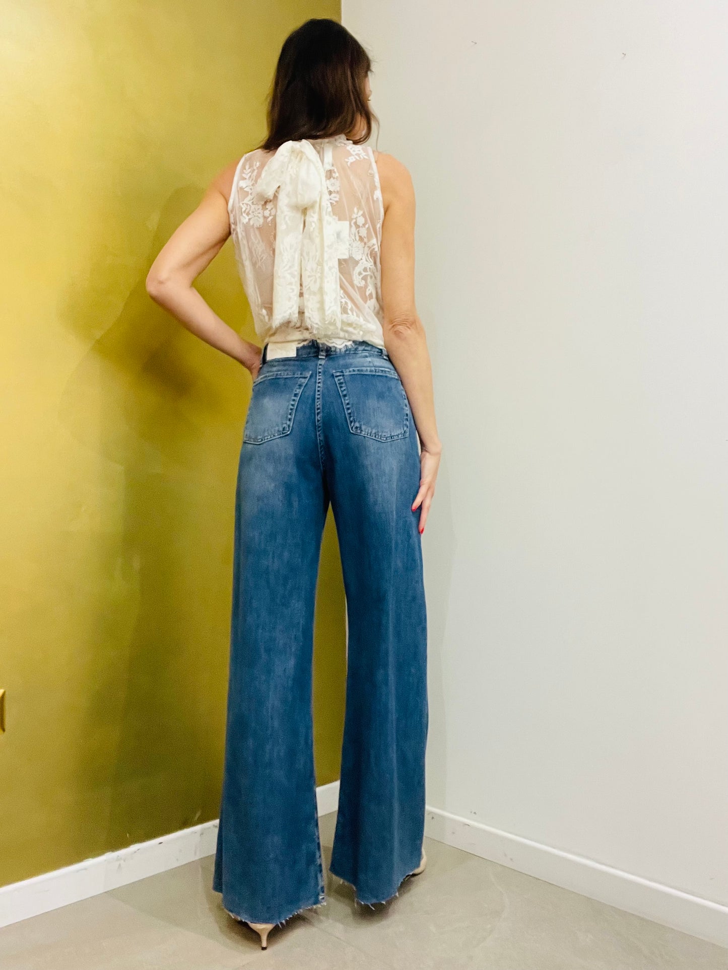JEANS PALAZZO TAGLIO VIVO TENSIONE IN