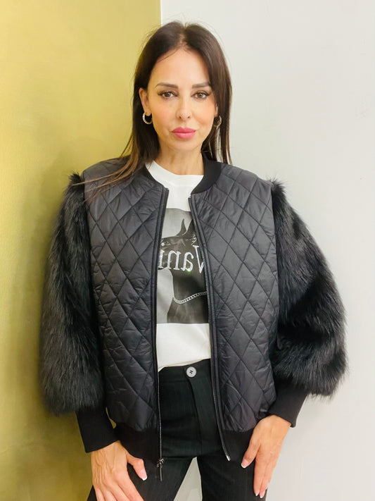 BOMBER TRAPUNTATO ECO PELLICCIA