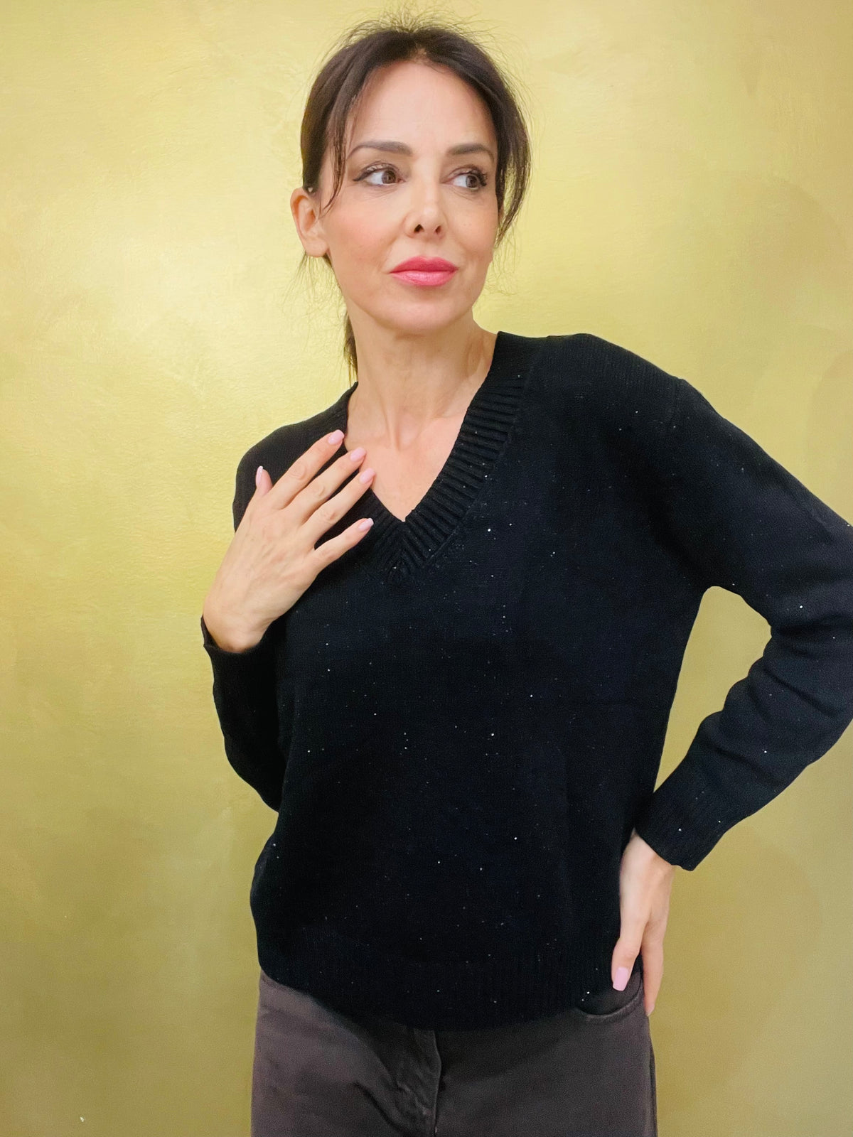 MAGLIA A V MICROPAILLETTES