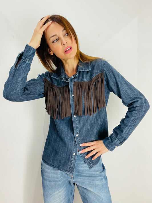 CAMICIA JEANS FRANGE