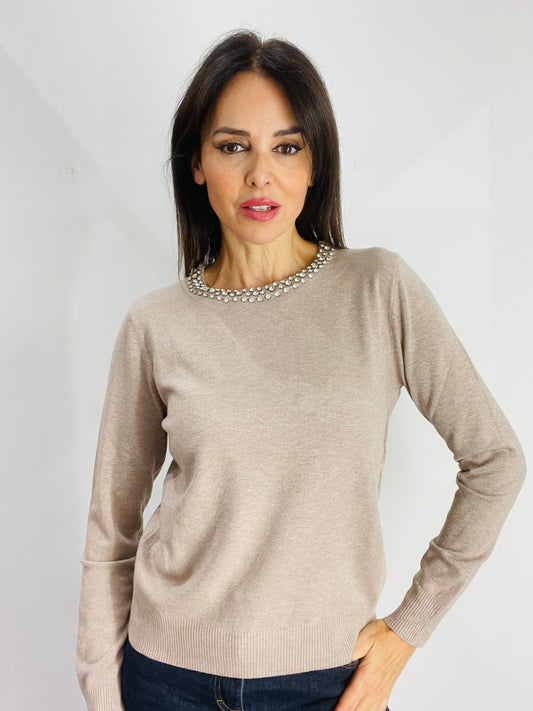 MAGLIA GIROCOLLO CON STRASS