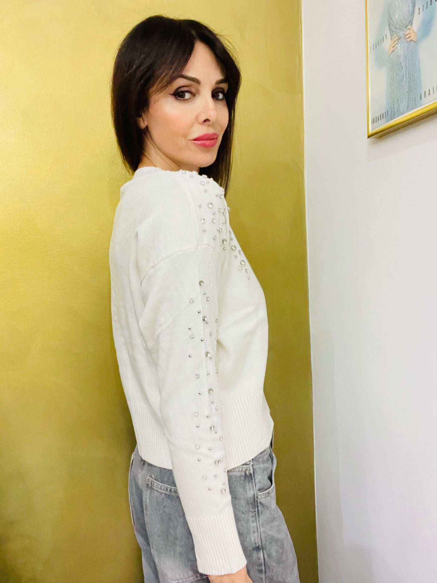 MAGLIA GIROCOLLO CON STRASS