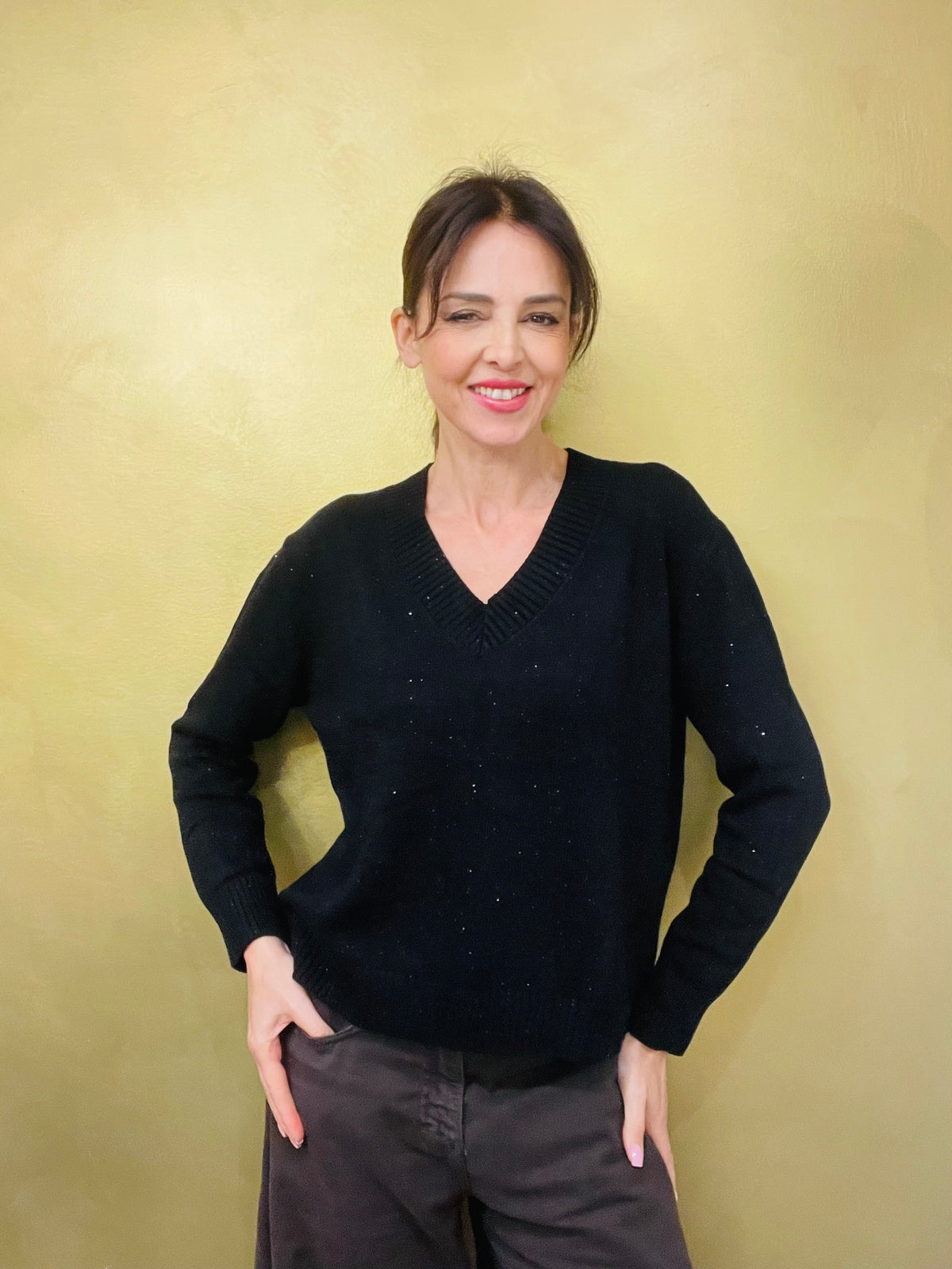MAGLIA A V MICROPAILLETTES