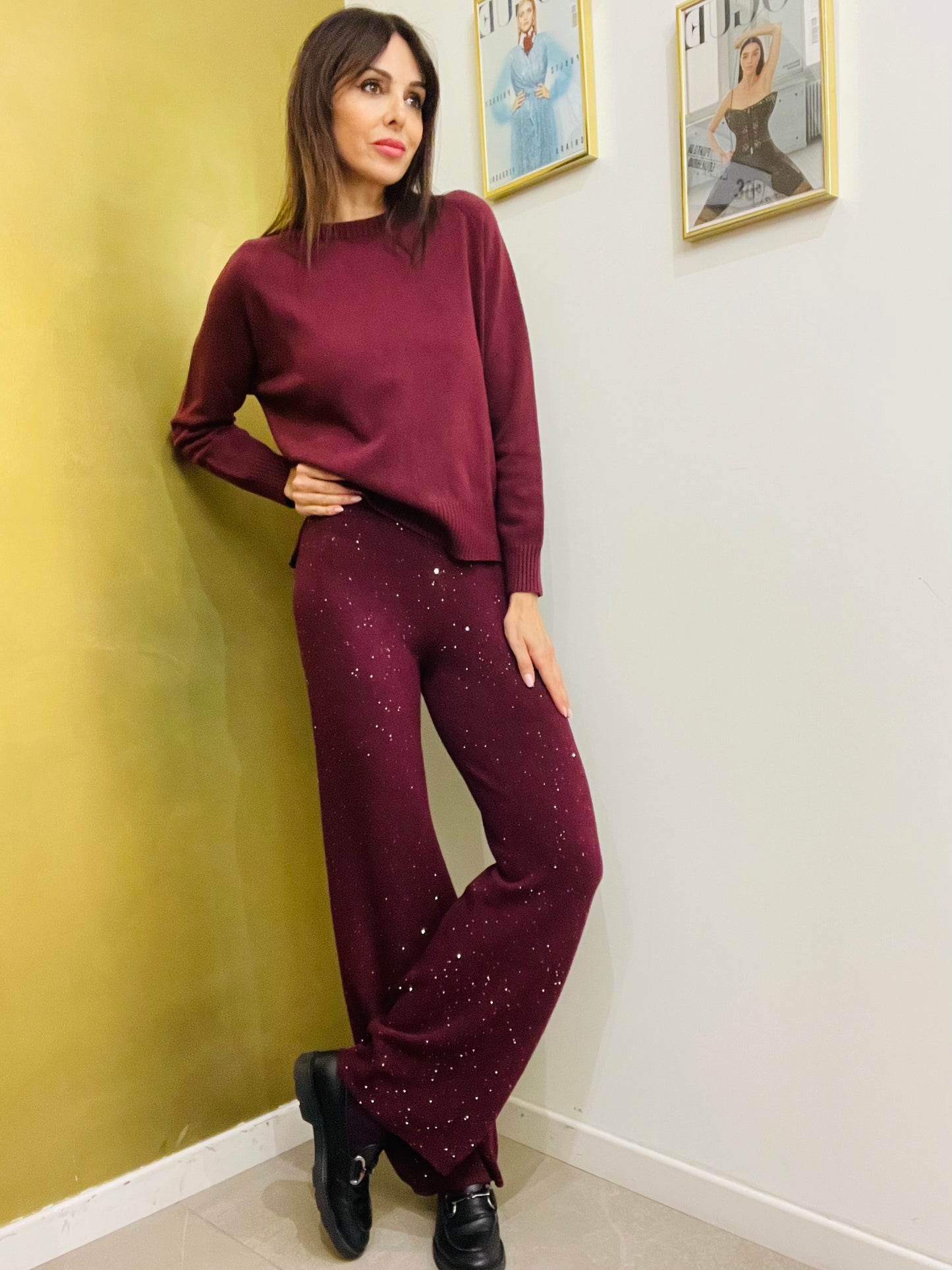 PANTALONE IN MAGLIA MICROPAILLETTES