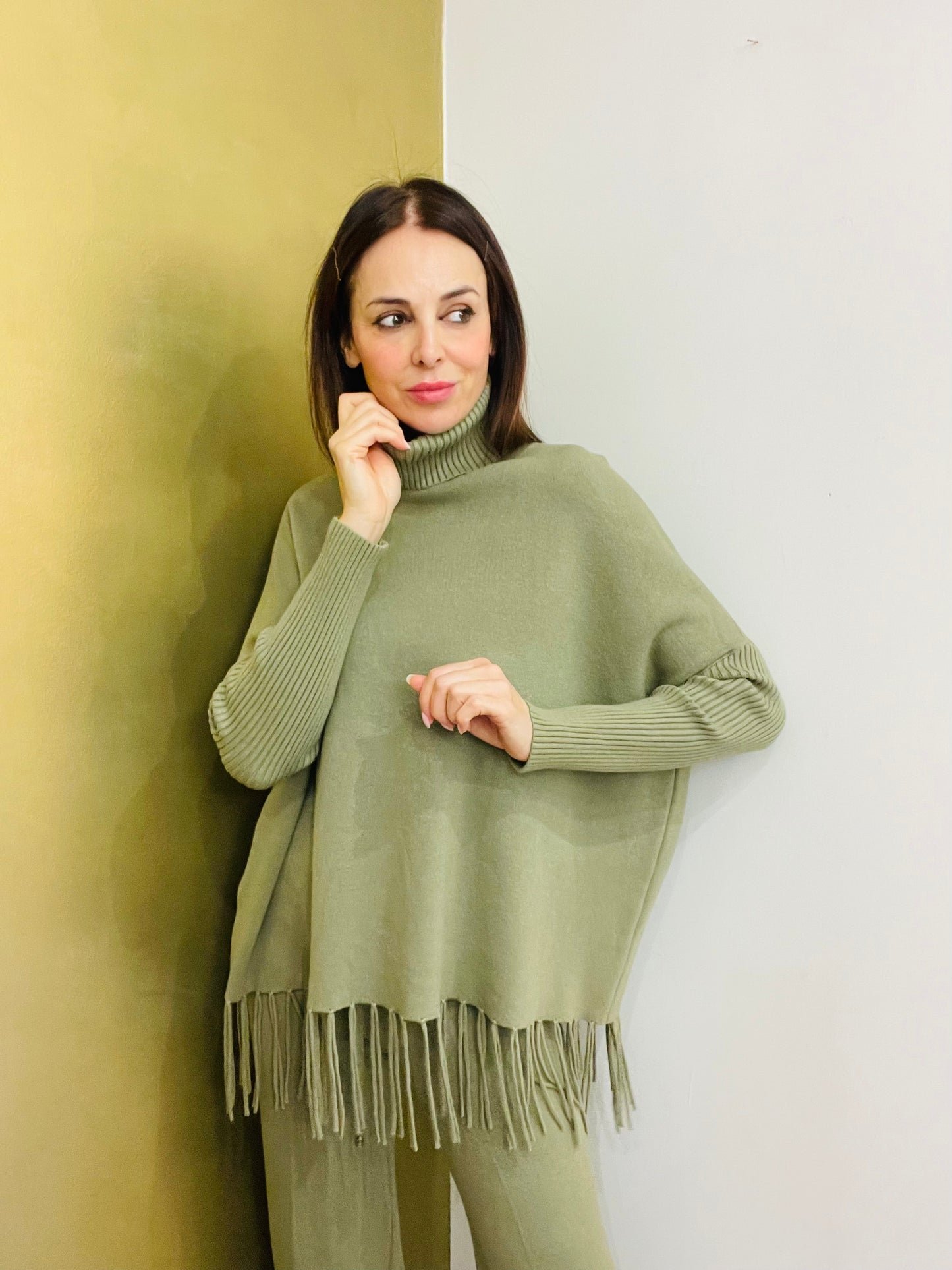 MAGLIA DOLCEVITA CON FRANGE