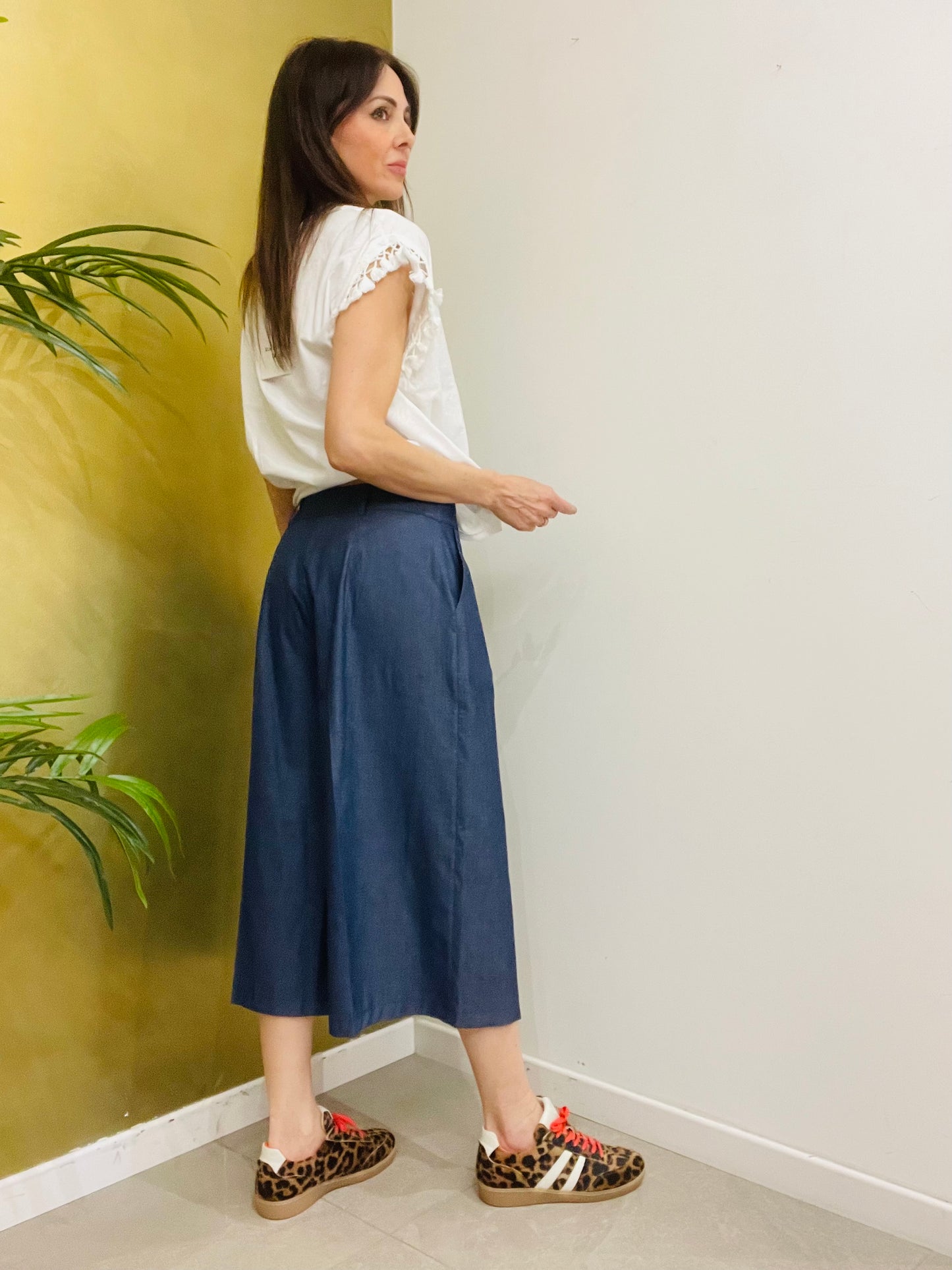 BERMUDA CULOTTE  IN CHAMBRAY