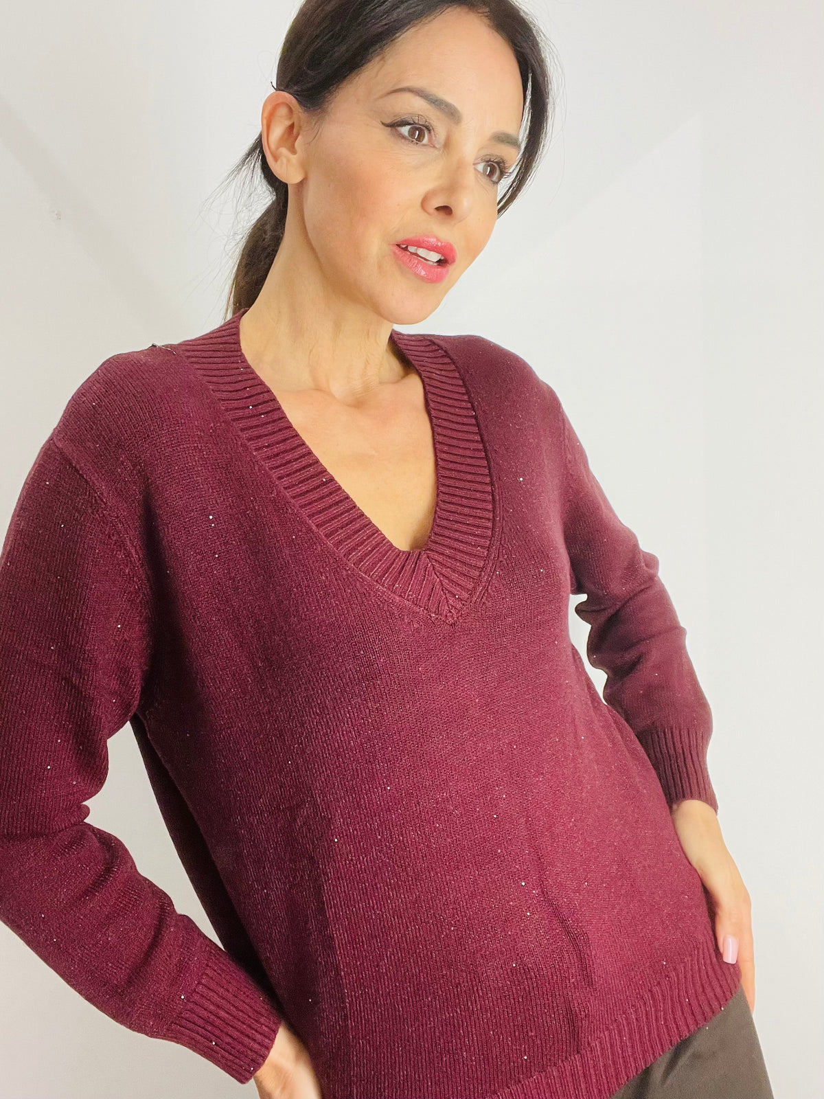 MAGLIA A V MICROPAILLETTES